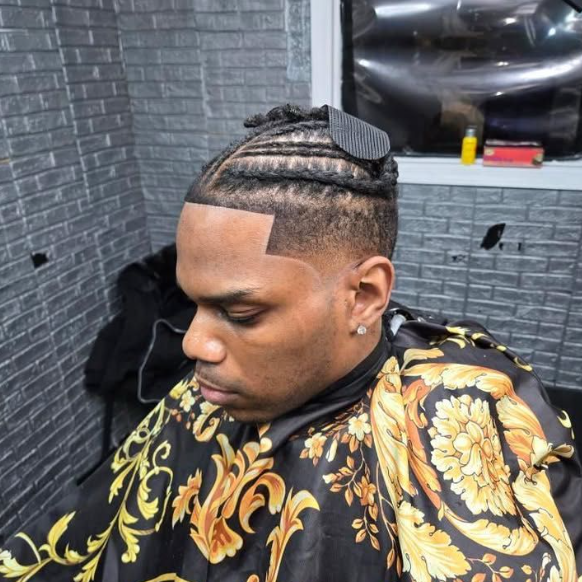 Braided top with sharp lineup — House Of Skillz Barbers Brooklyn