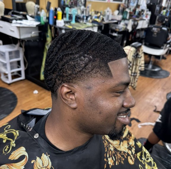 Waves with crisp temple fade — House Of Skillz Barbers Brooklyn